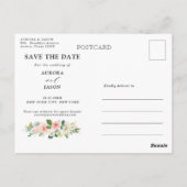 Pastell Hübsch rosa Botanisch Save the Date P Postkarte (Rückseite)