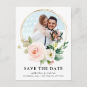 Pastell Hübsch rosa Botanisch Save the Date P Postkarte (Vorderseite)