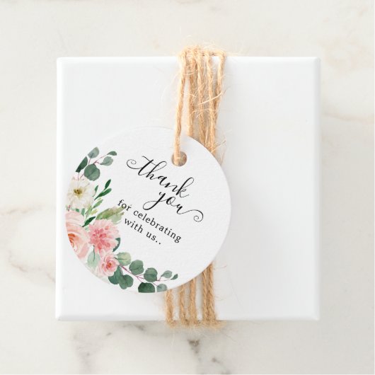 Pastell Hübsch rosa Botanisches Brautparty F Geschenkanhänger (Beispiel)