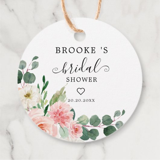 Pastell Hübsch rosa Botanisches Brautparty F Geschenkanhänger (Rückseite)
