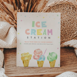 Pastell Ice Cream Birthday Ice Sign Sockelschild