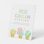 Pastell Ice Cream Birthday Ice Sign Sockelschild (Vorderseite)