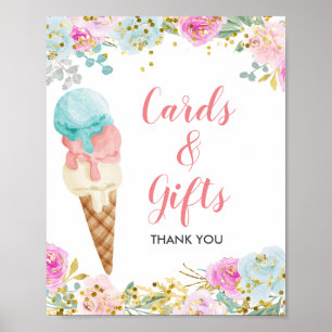 Pastell Ice Creme Blumenkarten & Geschenke Untersc Poster