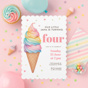 Pastell Ice Creme Cone Geburtstag Girl's Sweet Einladung