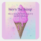 Pastell Ice Creme Cone Tropffel Quadratischer Aufkleber (Vorderseite)