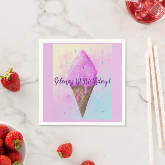 Pastell Ice Creme Cone Tropffel Serviette (Beispiel)