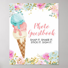 Pastell Ice Creme Floral Watercolor Foto Gästebuch