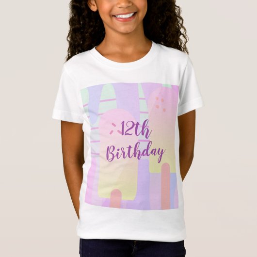 Pastell Ice Pop Ice Creme Geburtstag T-Shirt (Vorderseite)