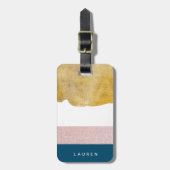 Pastell Imitate Gold Monogram Gepäckmarke Gepäckanhänger (Vorderseite vertikal)