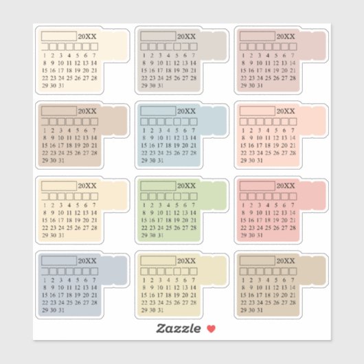 Pastell-Index-Tabs Monatlicher Generischer Journal Aufkleber (Blatt)