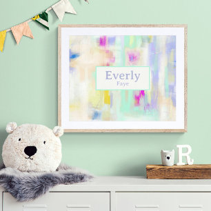 Pastell Individueller Babyname Kinderzimmer Wandku Poster