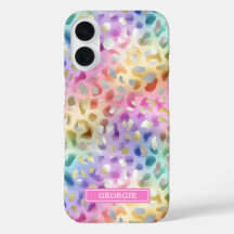 Pastell-Irideszenz-Leopardenprint monogrammiert