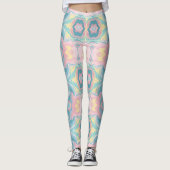 Pastell-Kaleidoskop-Muster | Rosa und Mint-Mandala Leggings (Vorderseite)