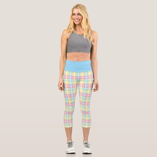 Pastell Kariert Capri Leggings (Vorderseite)