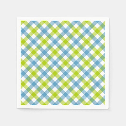 Pastell Karierte Servietten Blau Grün (Vorderseite)