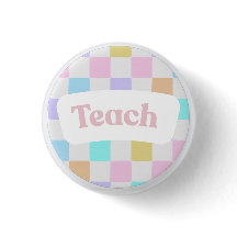 Pastell-kariertes „Lehren“-Button