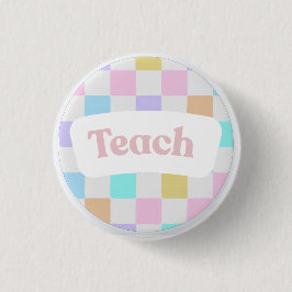 Pastell-kariertes „Lehren“-Button Button