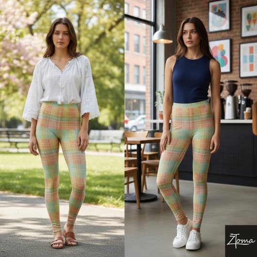 Pastell-Karo-Farbblock Helles Frühling Leggings