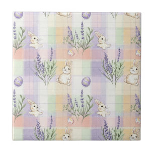 Pastell-Karo-Osterhasen-Muster Fliese