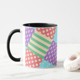 Pastell Karo Streifen Schleife Polka Punkte Geomet Tasse