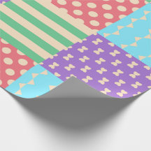 Pastell-Karo-Streifen-Schleife-Punkte-Geometrisch