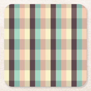 Pastell-Karomuster in horizontal Streifen Rechteckiger Pappuntersetzer