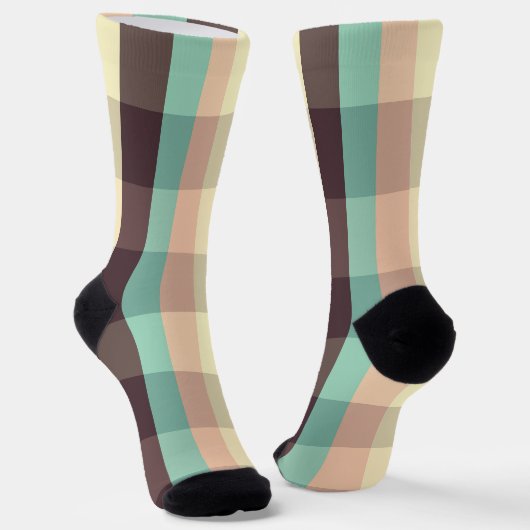 Pastell-Karomuster in horizontal Streifen Socken (Gewinkelt)