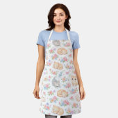 Pastell-Kätzchen und Blumenmuster-Küchenschürze Schürze (Getragen)
