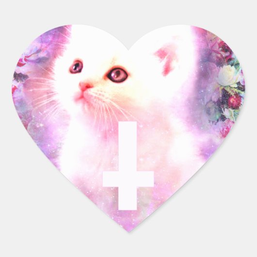 Pastell-Katze Herzförmiger Aufkleber (Vorderseite)