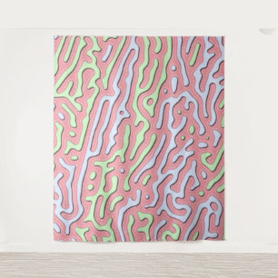 Pastell Kawaii Abstrakte Bunte Kritzel-Design Wandteppich