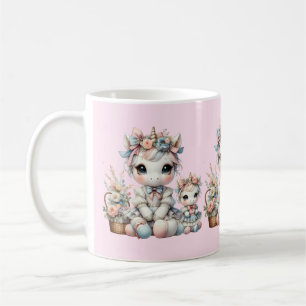 Pastell Kawaii Einhorn Mutter-Tochter-Duo Rosa Kaffeetasse