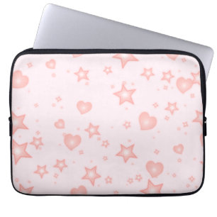 Pastell Kawaii Herzen & Sterne – Süßes Mädchenrosa Laptopschutzhülle