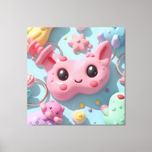 Pastell Kawaii Kreatur Fantasy Art Leinwanddruck