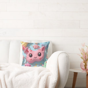Pastell-Kawaii-Kreaturen Fantasy-Art Kissen