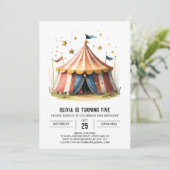 Pastell Kids' Celebration Circus Geburtstag Einladung (Stehend Vorderseite)