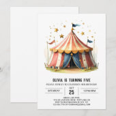 Pastell Kids' Celebration Circus Geburtstag Einladung (Vorne/Hinten)