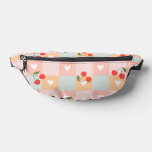 Pastell-Kirsch- und Herz-Karo-Muster Bauchtasche