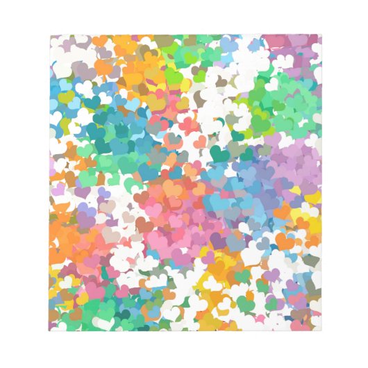 Pastell-Konfetti-Herzen Notizblock (Vorderseite)