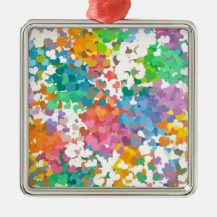 Pastell-Konfetti-Herzen Silbernes Ornament
