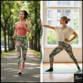 Pastell-Korallen-Retro-Blumen-Daisy-Hintergrund - Leggings