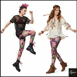 Pastell-Korallen-Retro-Blumen-Daisy-Hintergrund - Leggings