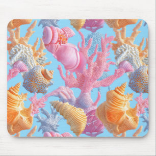 Pastell Korallenriff Muschel Lavendel Türkis Mousepad