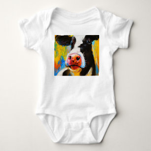 Pastell-Kuh-Porträt Moderne Malerei Baby Strampler