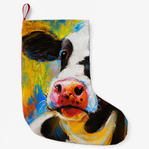 Pastell-Kuh-Porträt Moderne Malerei Kleiner Weihnachtsstrumpf