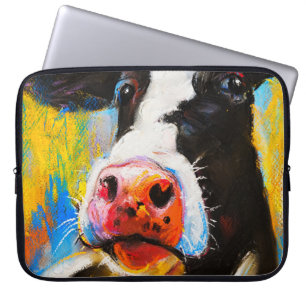 Pastell-Kuh-Porträt Moderne Malerei Laptopschutzhülle