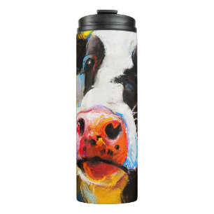 Pastell-Kuh-Porträt Moderne Malerei Thermosbecher