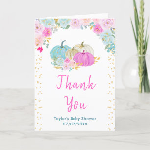 Pastell-Kürbisse Florale Babyparty Dankeskarte