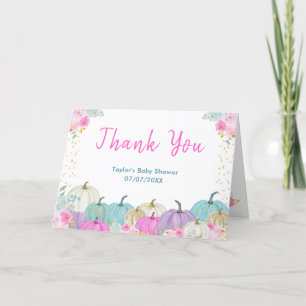 Pastell-Kürbisse Florale Babyparty Dankeskarte