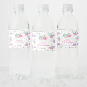 Pastell-Kürbisse Florale Geburtstagsfeier Wasserflaschenetikett