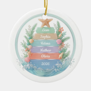 Pastell-Küsten-Familienname-Seeglas-Ornament Keramik Ornament